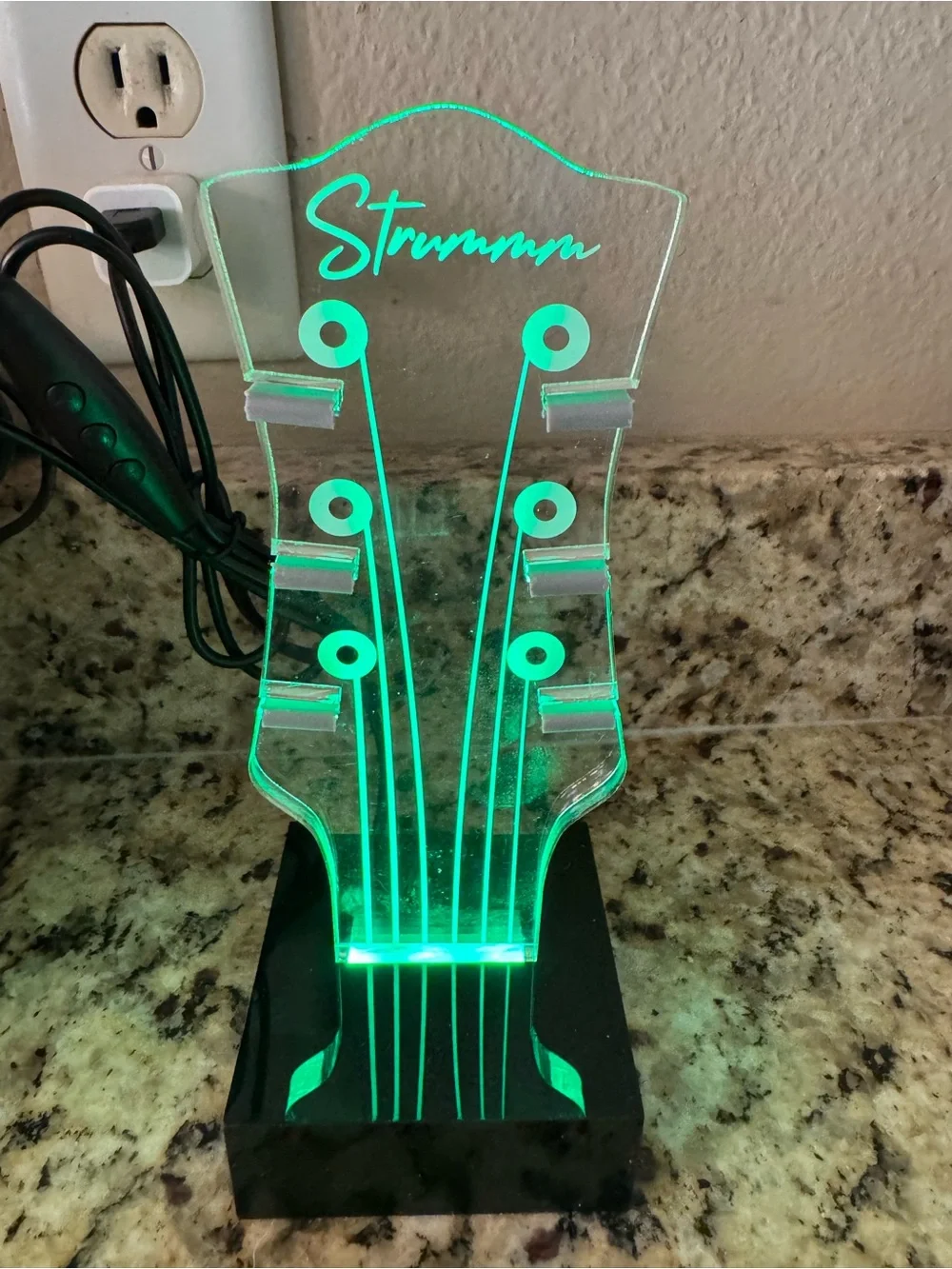 Classic Headstock Guitar Pick Holder & Light - White